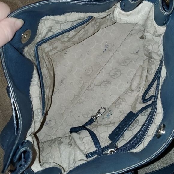 Michael Kors Bag Tote Satchel Shoulder Handbag Purse Blue Leather WOMAN'S WOMEN' - Picture 11 of 14